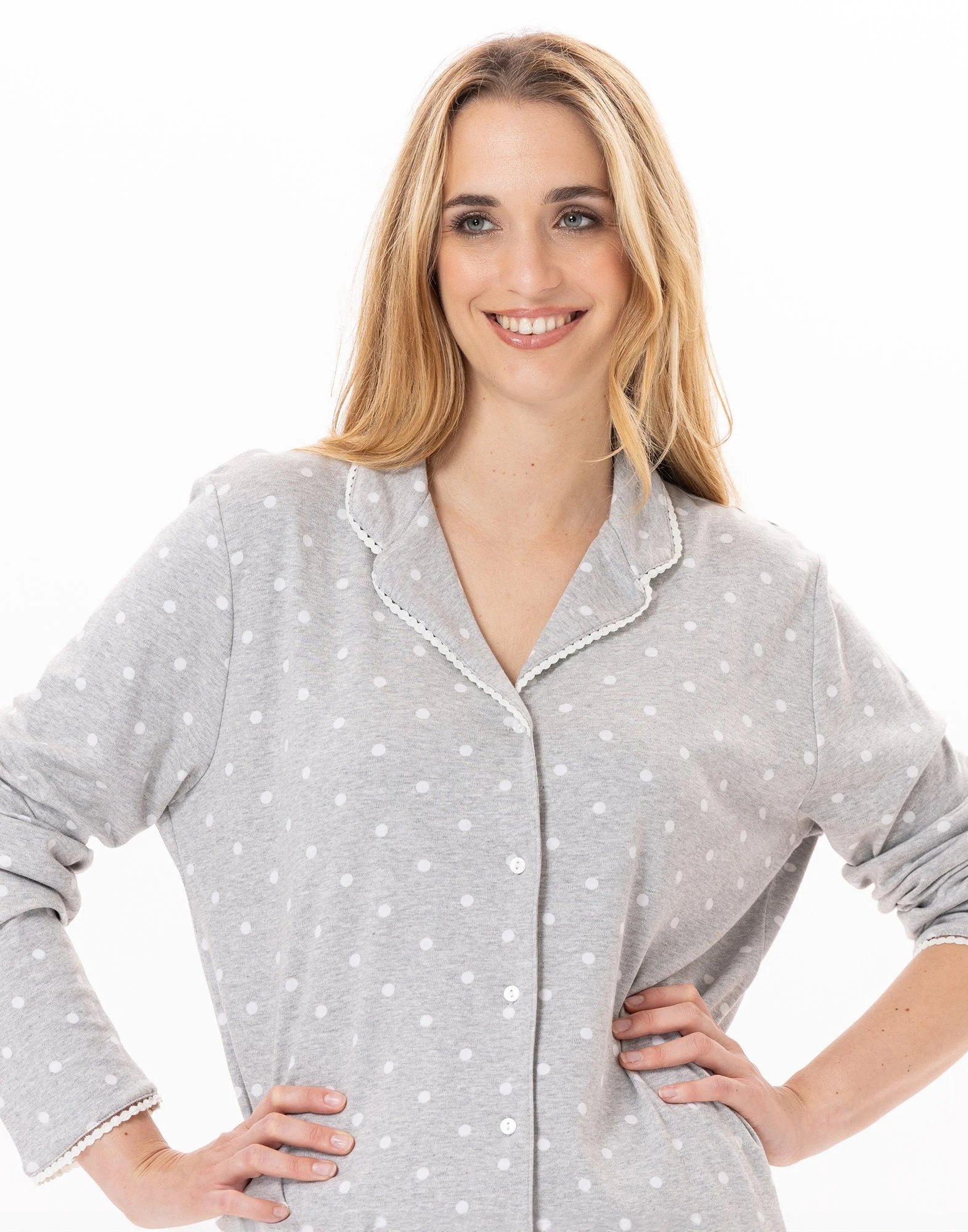 CHAMADE 806 - Pyjama boutonné en coton | Gris
