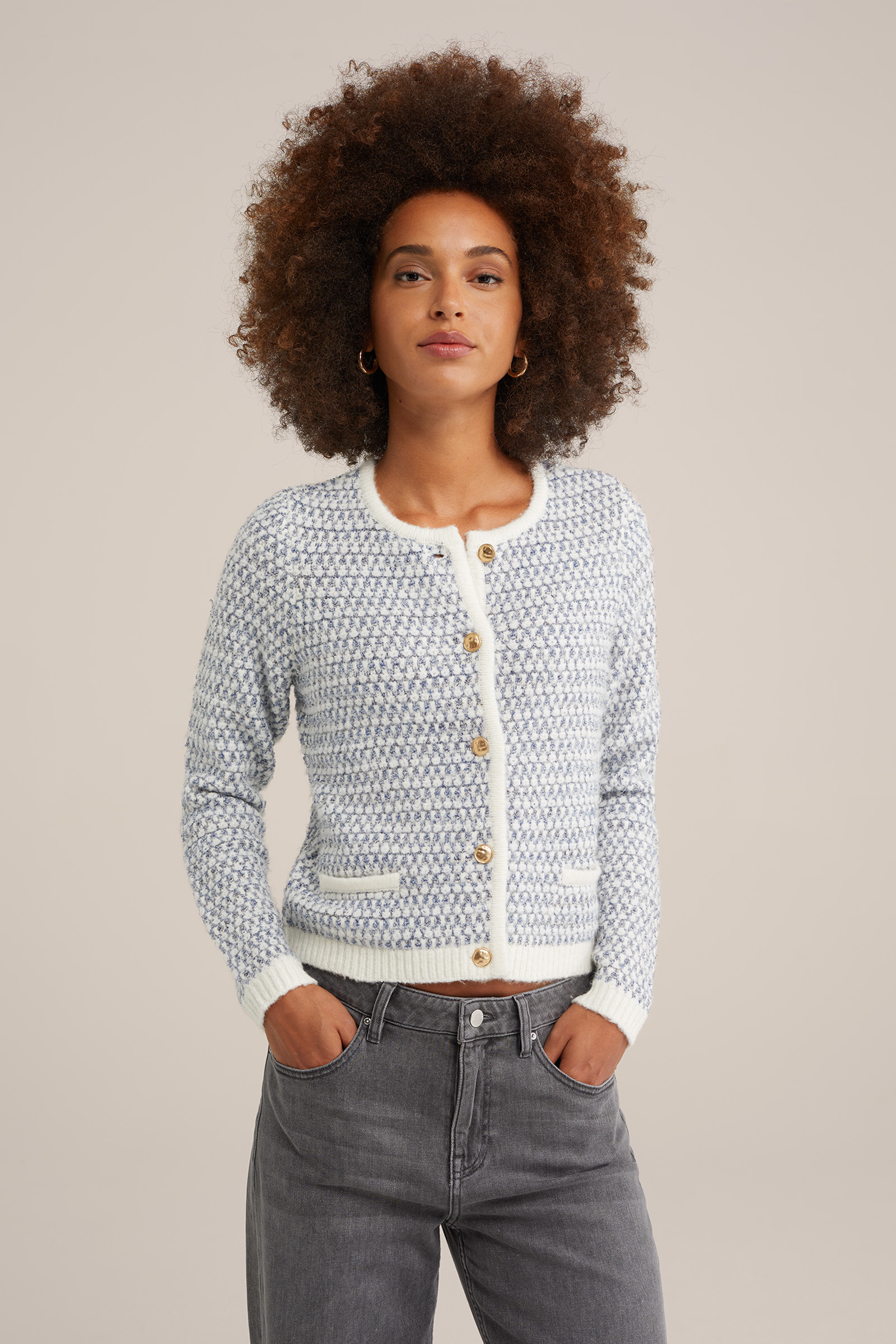 gebreid vest met structuur WE Fashion Lichtblauw