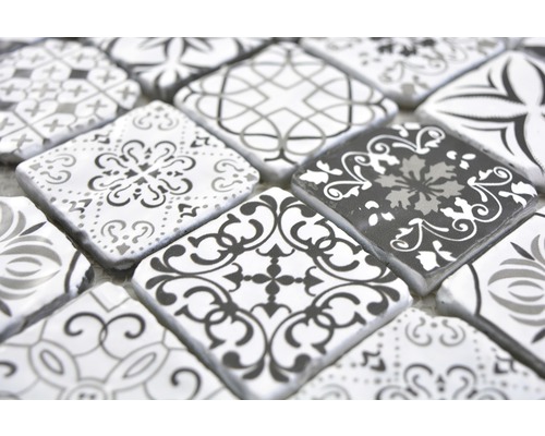 Glasmozaïek XCM 8RBW47 30x30 cm wit/zwart