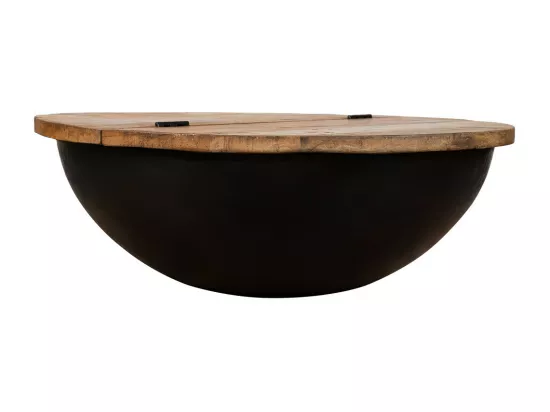 Table basse en bois et métal noir 86x86x30h