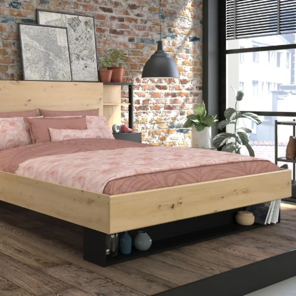 Parisot Tweepersoonsbed Stamp - 206 x 163,8 x 37,7 cm - Artisan Oak Brown