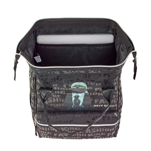Mochila com alças, tema animais de estimação, estilo rock, suporte para computador.