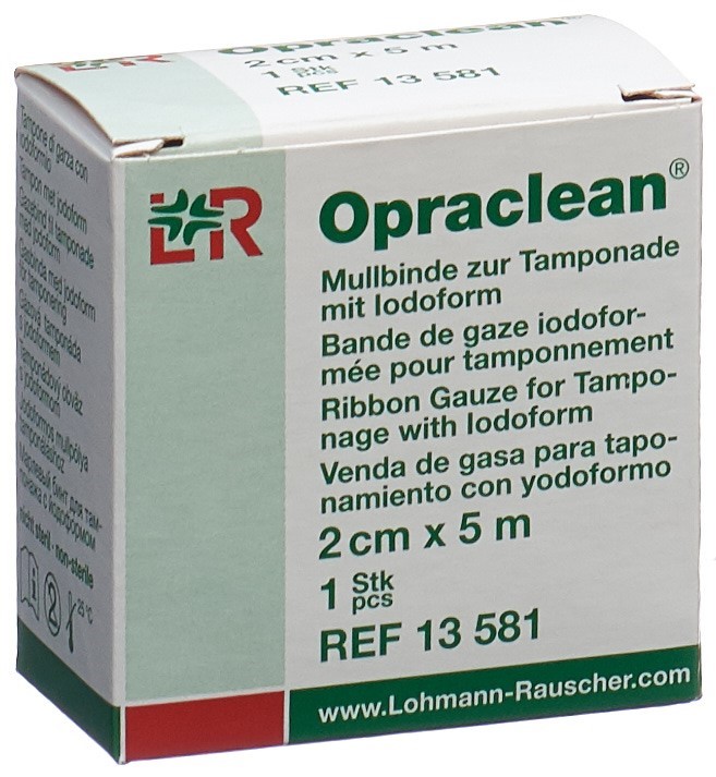 OPRACLEAN Mullbinde zur Tamponade mit Jodoform Kompresse 2cmx5m 1 Stk