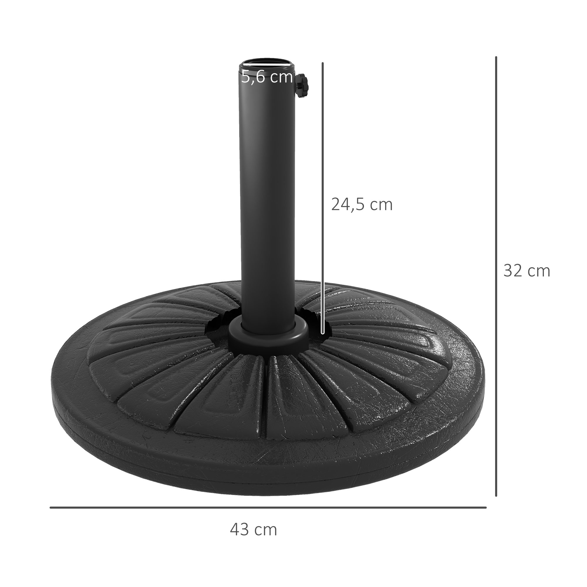 Base para guarda-sol Outsunny preta