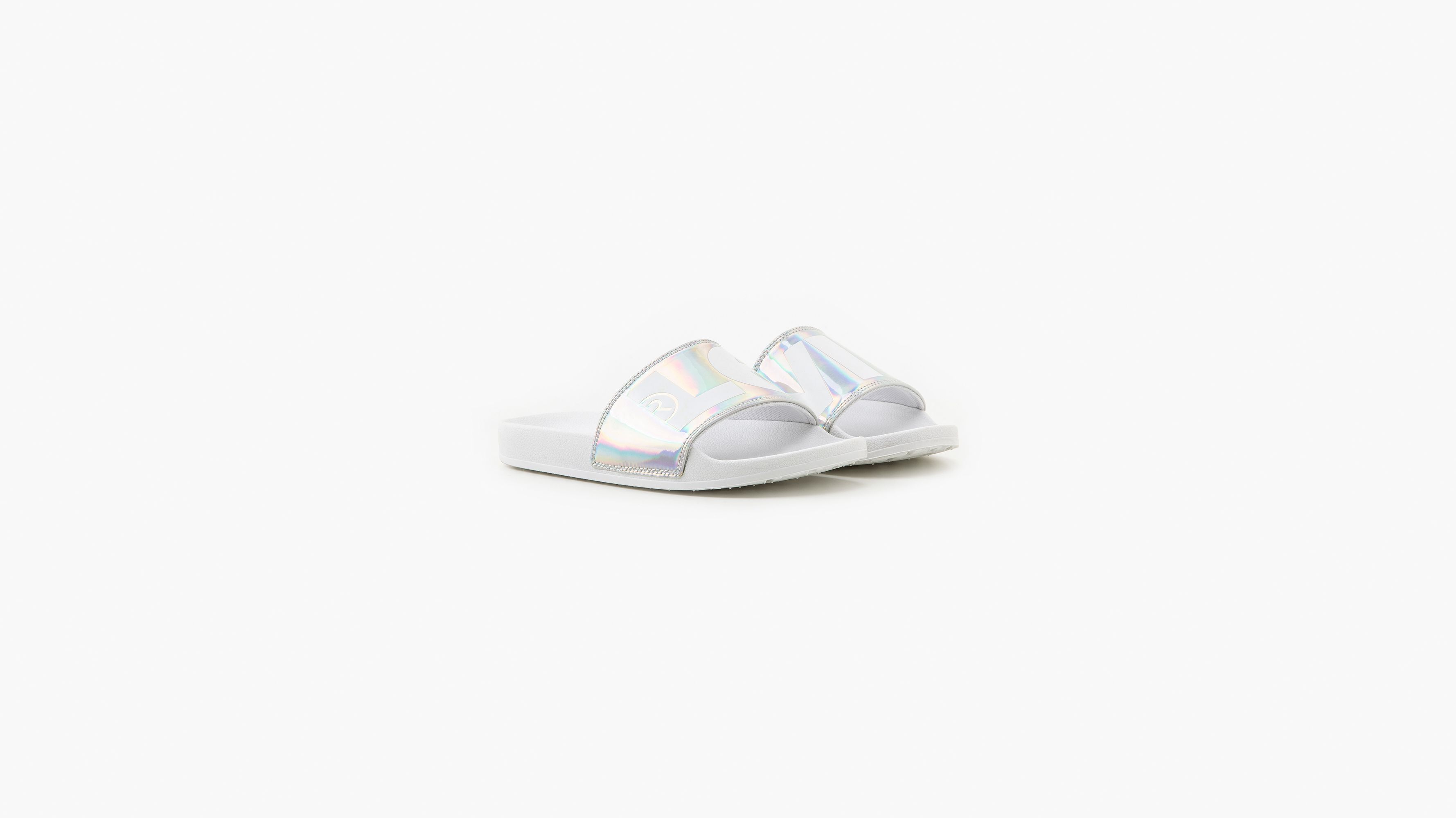 Claquettes June - Silver - Blanc