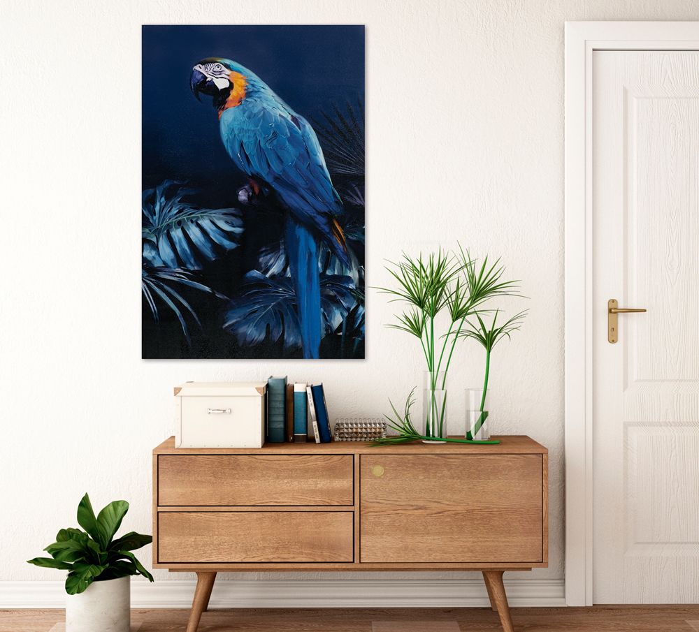 Keilrahmenbild PAPAGEI IN BLAU