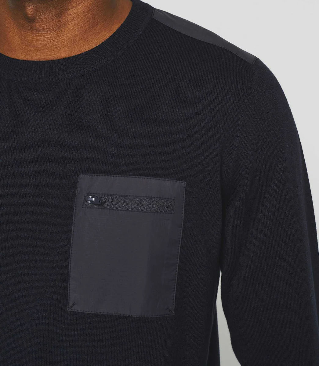 Pull col rond marine 