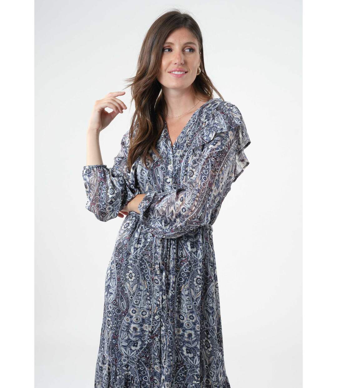 Robe longue à motif LISANDRE