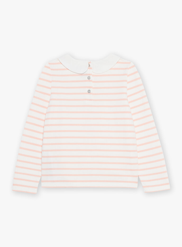 T-shirt à rayures corail et blanc
