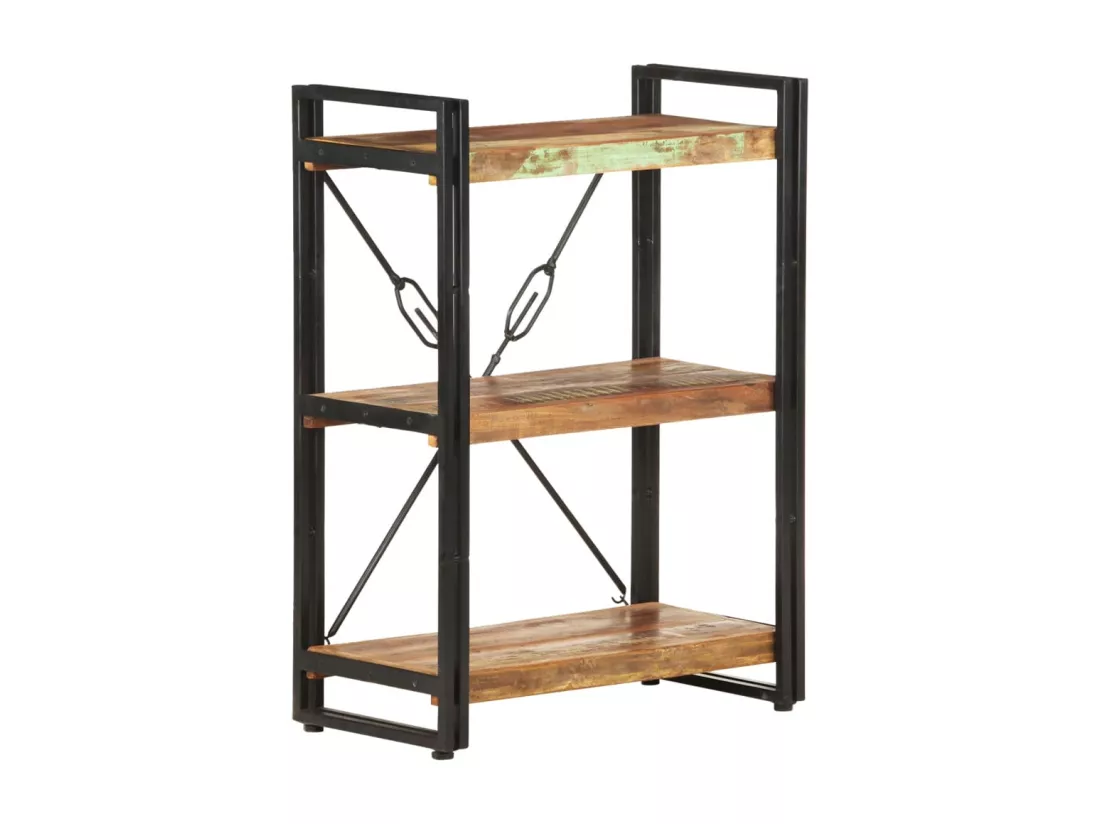 Bibliothèque à 3 niveaux 60x30x80cm Bois de récupération massif