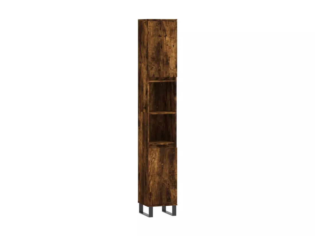 Armoire de bain chêne fumé 30x30x190 cm bois d'ingénierie