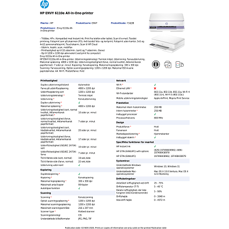 Hp envy 6110e all-in-one printer