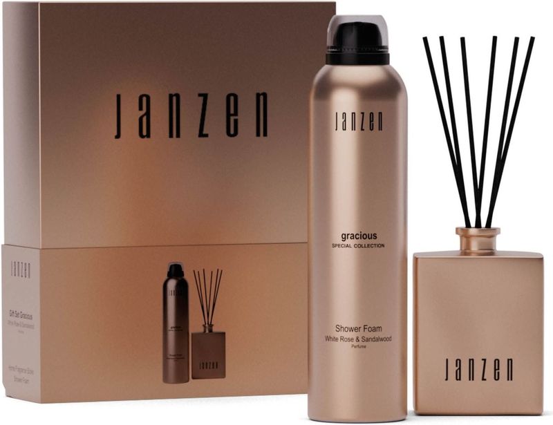 JANZEN - Gracious Home & Body Giftset Small - Shower Foam en Home Fragrance Sticks - 200 ml en 100 ml