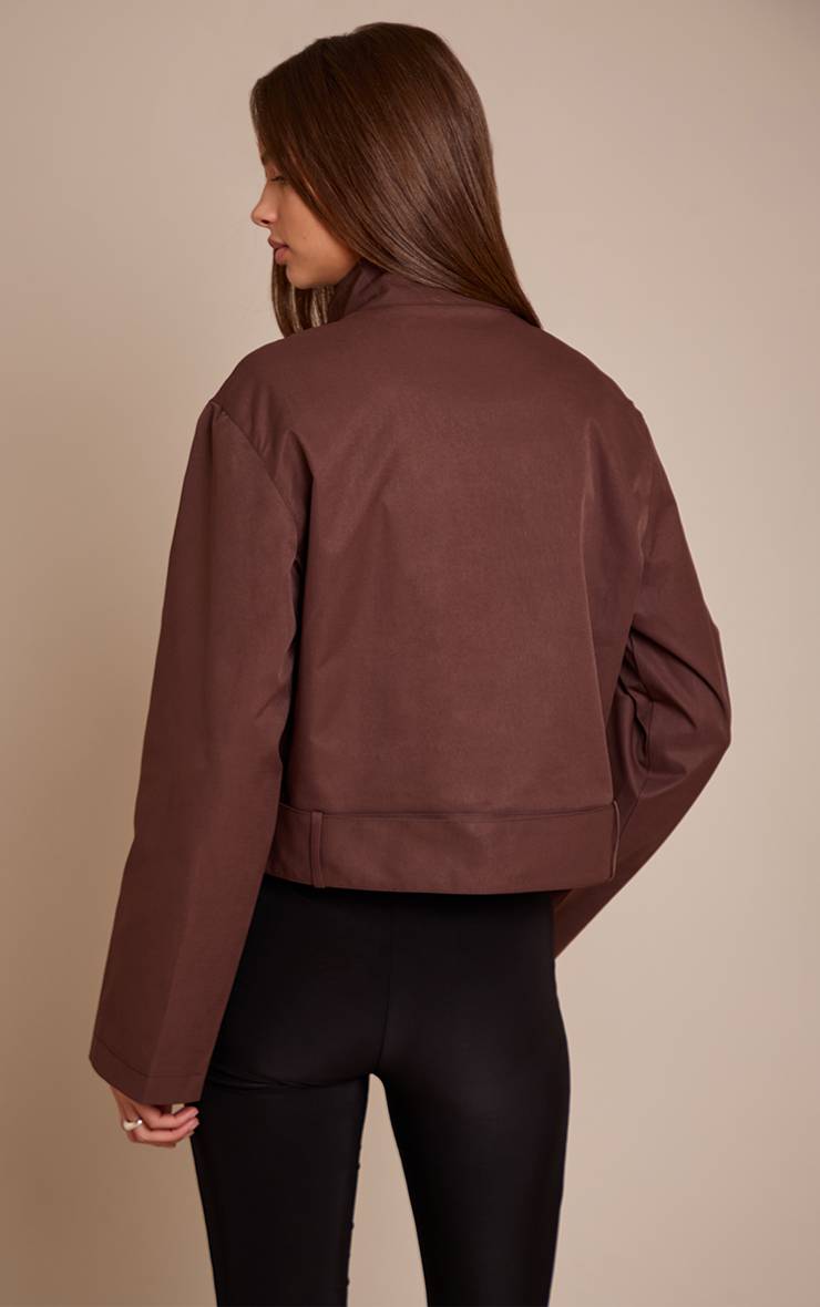 Chocolat Trench Coat Biker Ceinturé Court