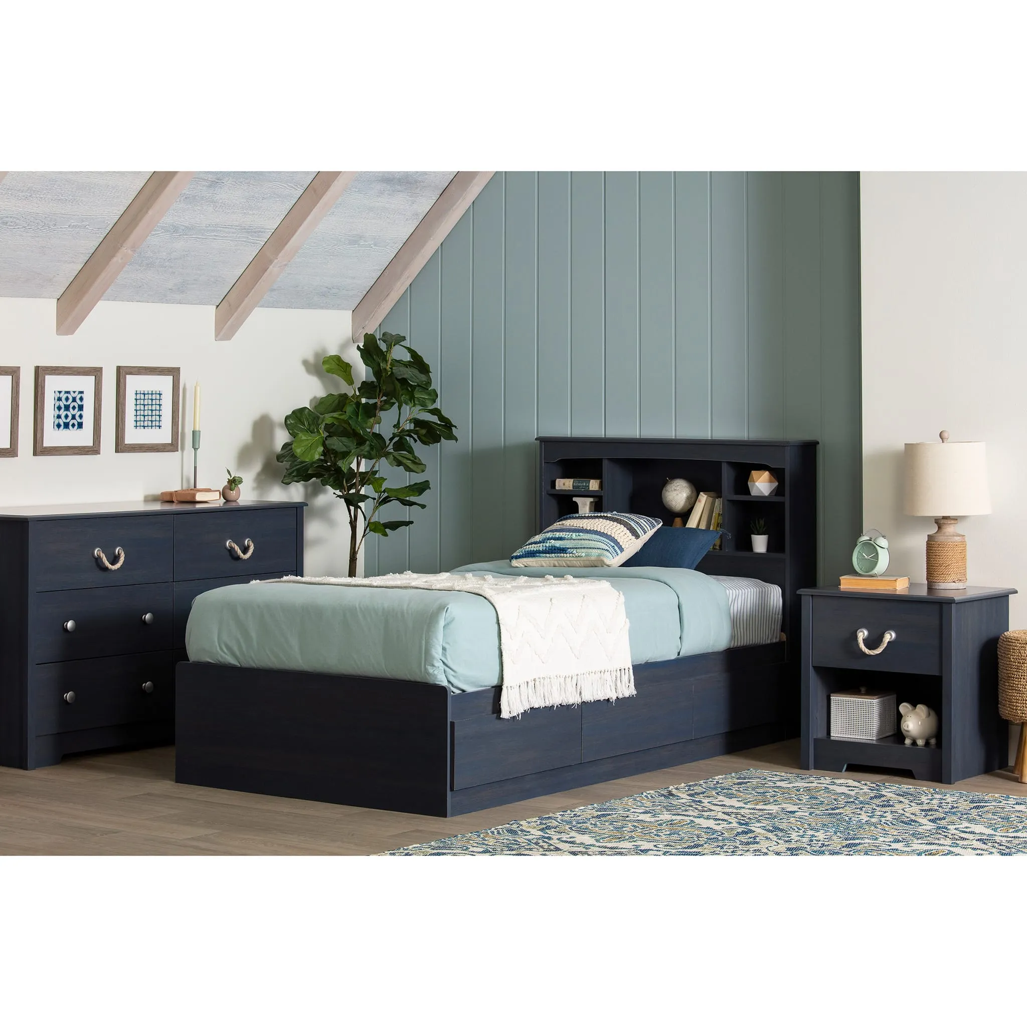 South Shore Lit Matelot Simple 3 Tiroirs - Aviron Myrtille