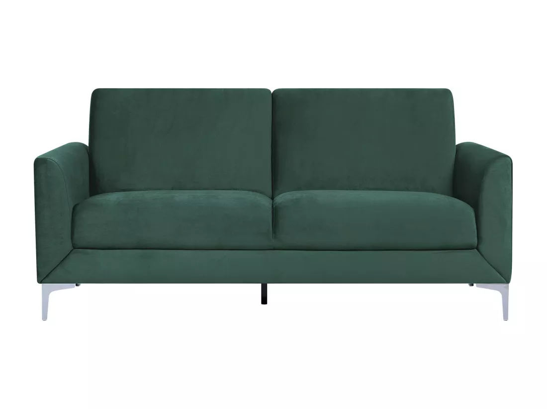 Ensemble canapés et fauteuil en velours vert 6 places FENES