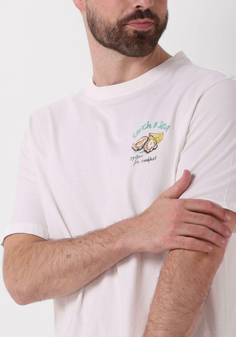 SCOTCH & SODA witte scotch & soda t-shirt front back artwork t-shirt