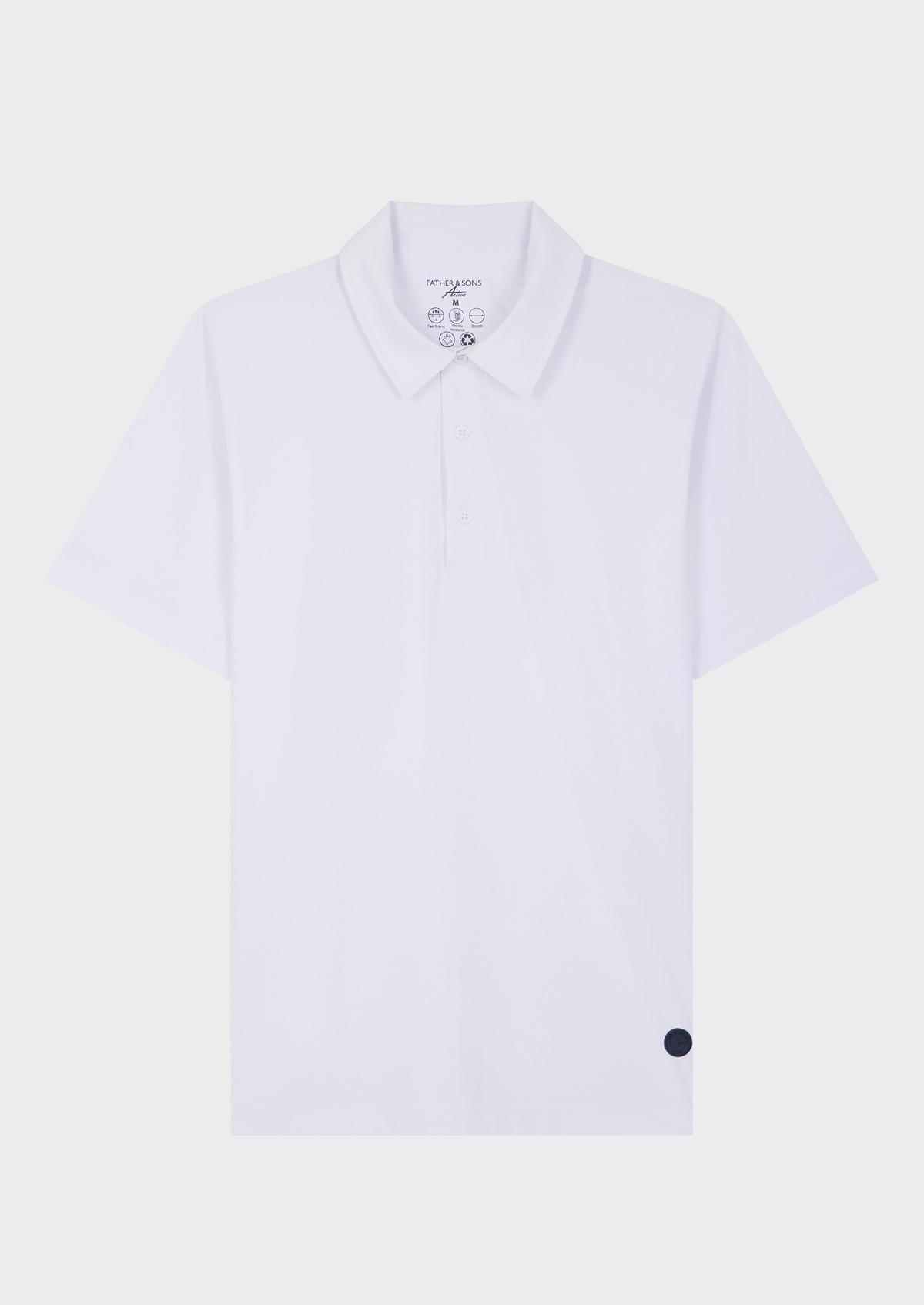 Polo Passionné en polyester recyclé stretch uni blanc