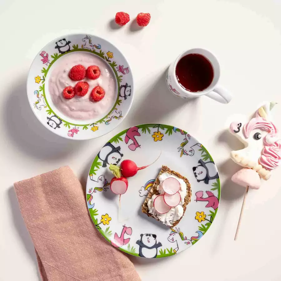Leonardo Kindergeschirr Set Einhorn  Panda  Flamingo Bambini bunt