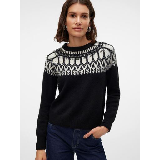 Vero Moda Simone Nordic Striktrøje, Black, XL