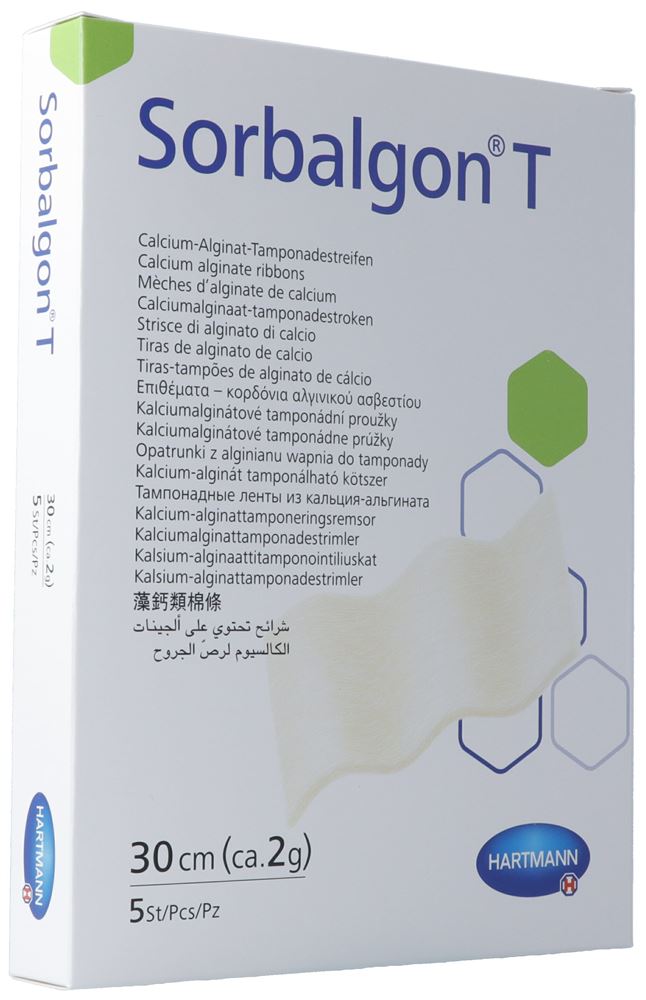 Sorbalgon Tamponaden Streifen 2g/30cm Btl 5 Stk