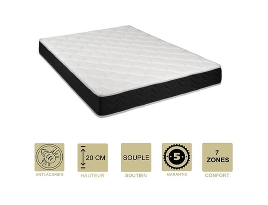 PROVENCE LITERIE - Lot de 2 Matelas Latex 76 Kg/m3 + Mousse 35 Kg/m3 90x200 x ...