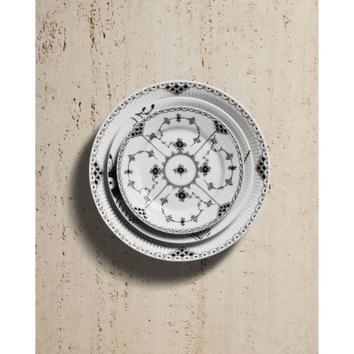 Royal Copenhagen Sort Mega Riflet Frokosttallerken, Mønster 2, Ø22 cm