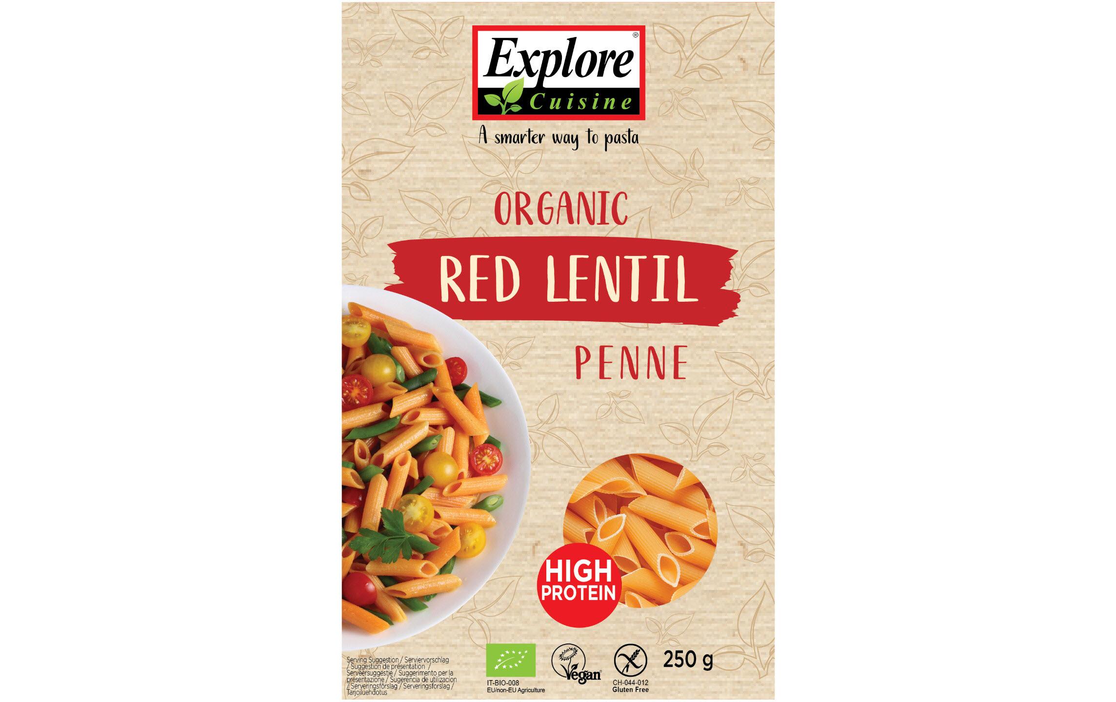 Teigwaren Bio Penne aus Roten Linsen 250 gAromatische Pasta auf Basis von roten Linsen