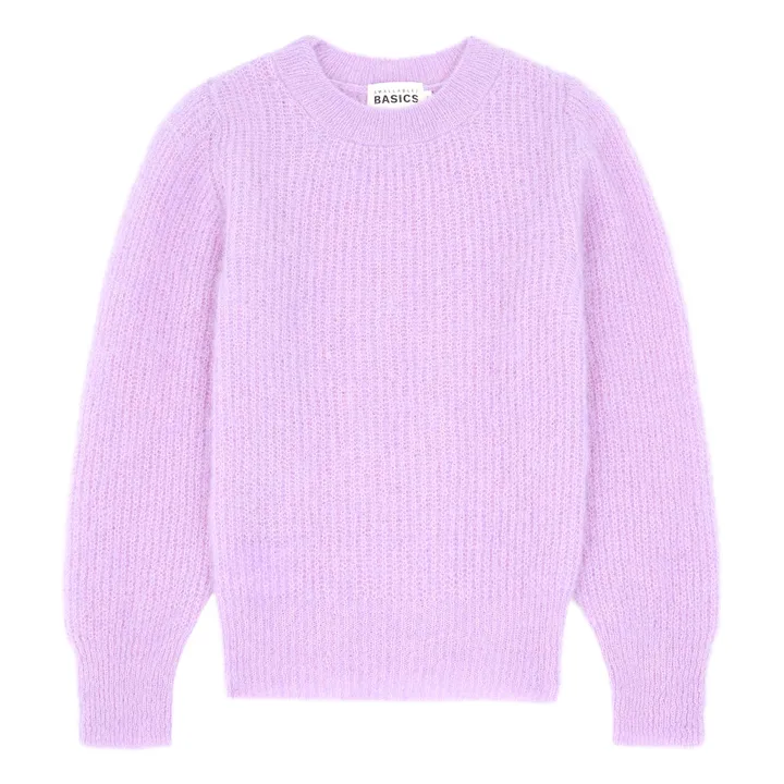 SMALLABLE BASICS Pull Fille Col Rond à Manches Ballon Alpaga | Rouge framboise