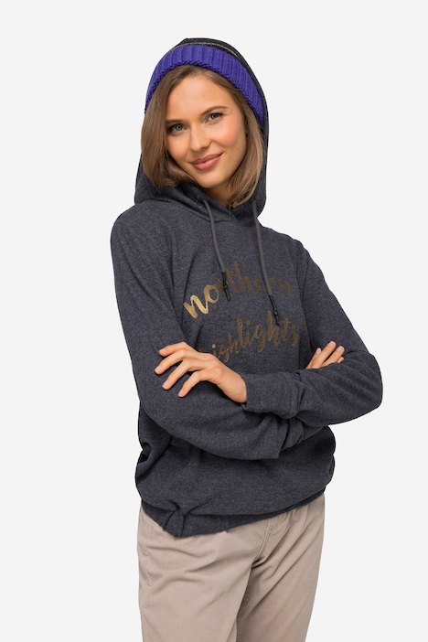 Hoodie, Statement Print, Kapuze, Langarm, elastischer Saum