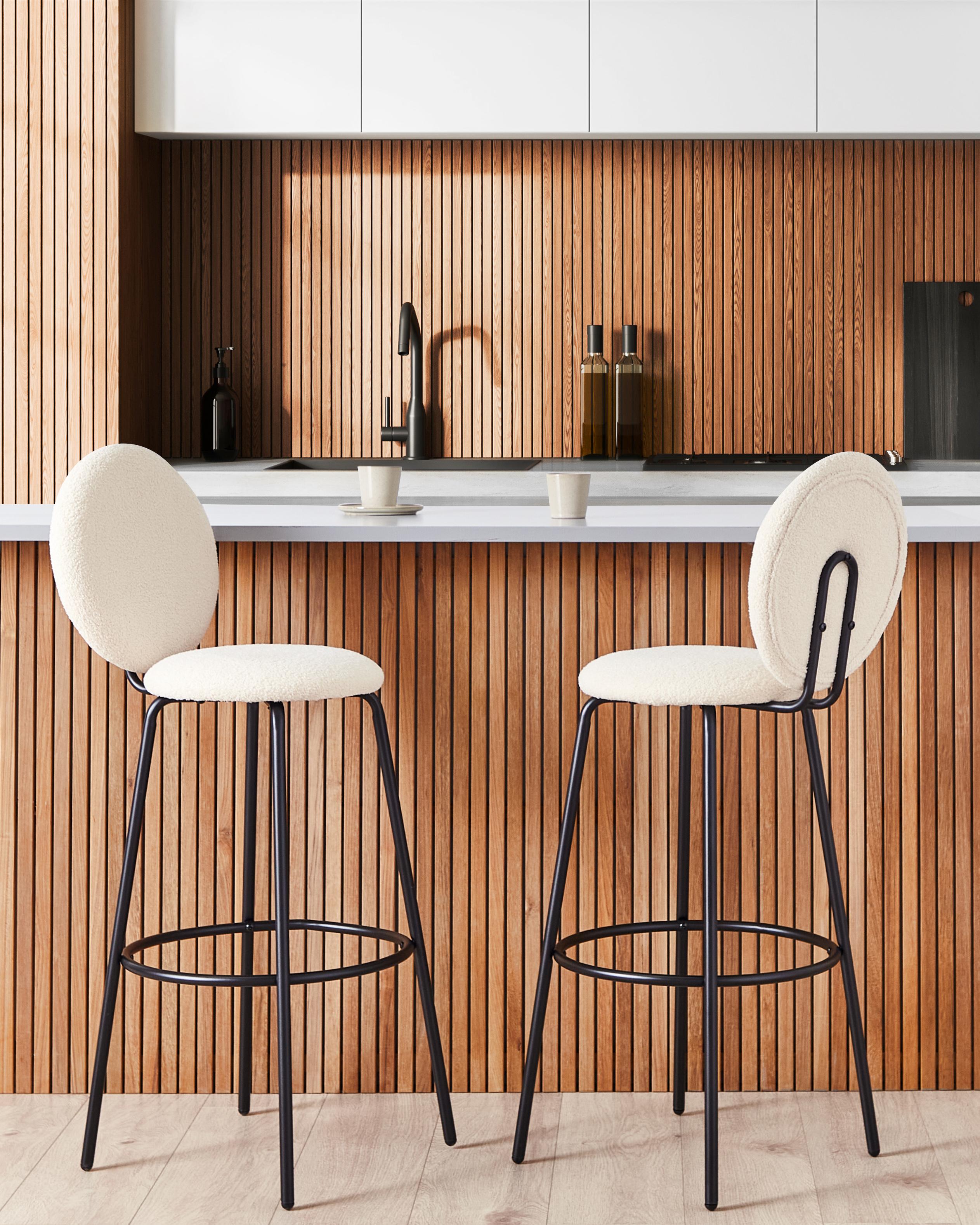 Set van 2 barstoelen EMERY Bouclé Lichtbeige