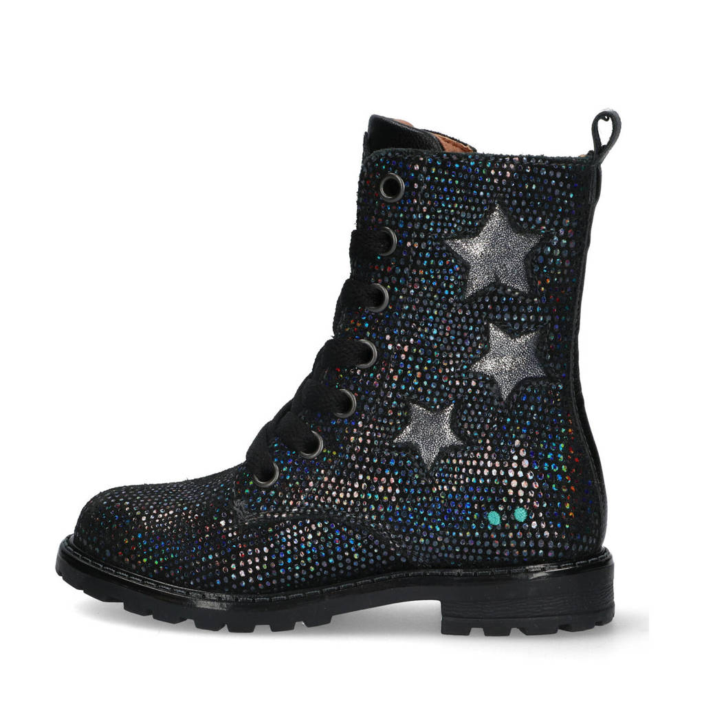 BunniesJR Hailee Happyleren veterboots zwart
