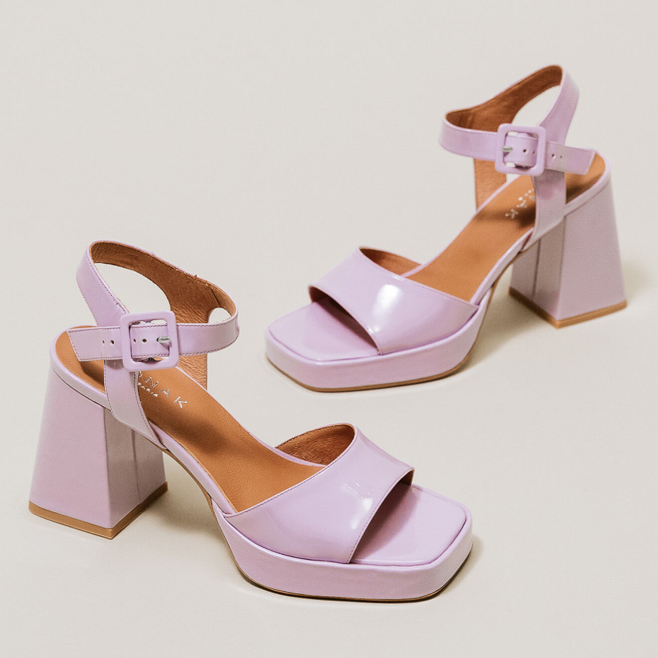 Jonak Sandales en Cuir verni Divina lilas - Talon 9 cm