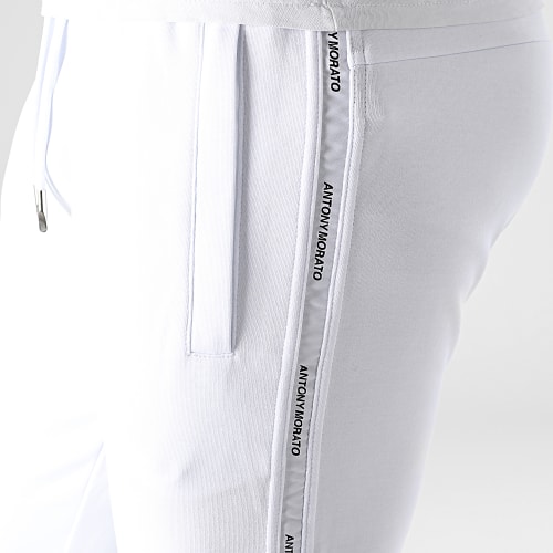 Pantalon Jogging A Bandes MMFP00335 Blanc