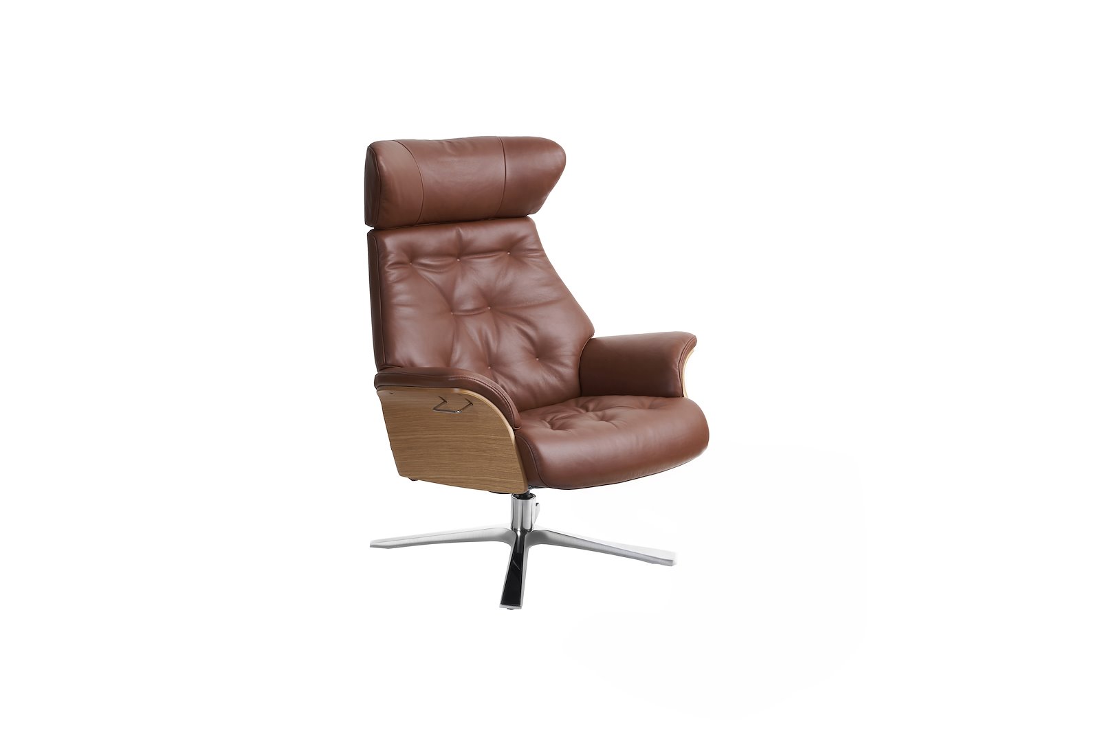 Air Lenestol I hud Western 2549-64 Cognac, Quattro svingfot alu. Skrog eik