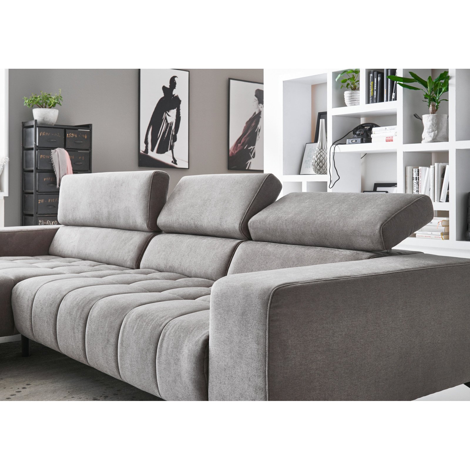 Ecksofa Viola Stoff Nemo granit