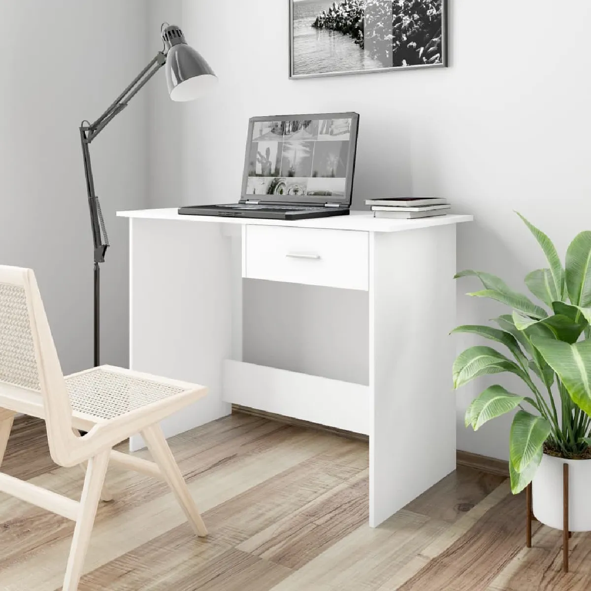 vidaXL Bureau Blanc