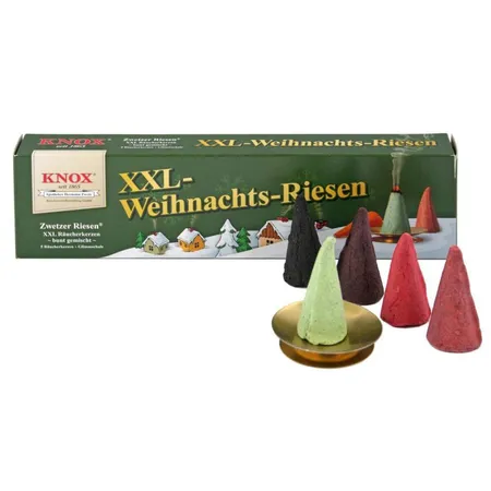 Knox Räucherkerzen Knox-Weihnachtsriesen XXL 5er Räucherkerzen bunt gemischt + 1 Glimmschale 24 x 3,2 x 6,5 cm XXL;