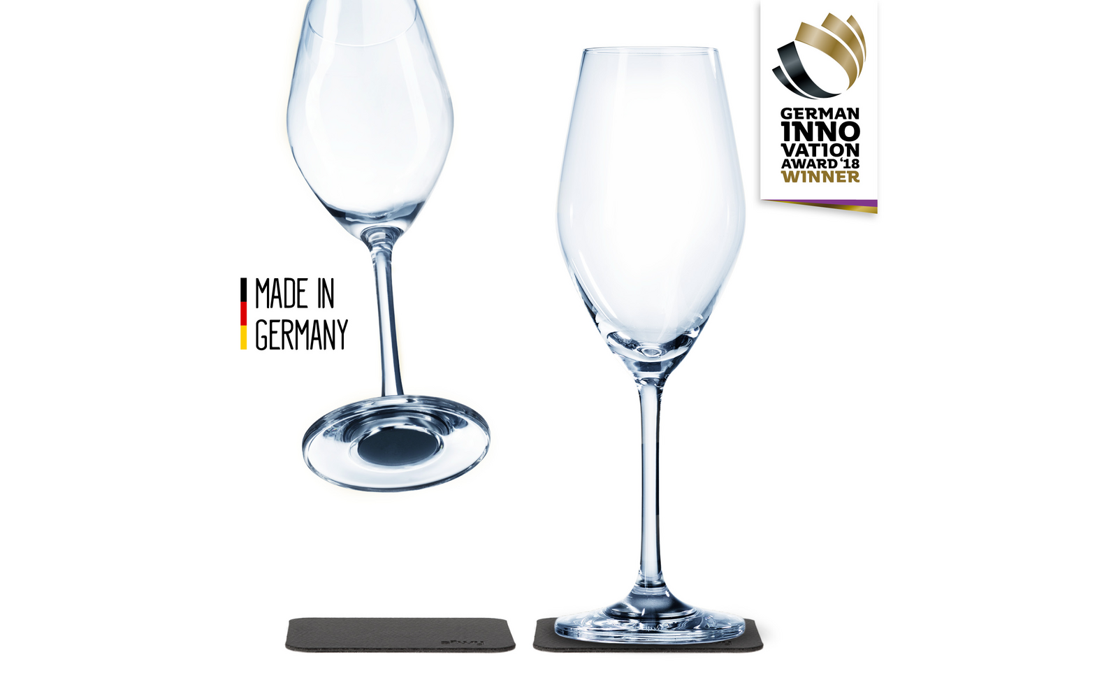silwy® Magnet-Champagnergläser inkl. Untersetzer 2er Set (200 ml)