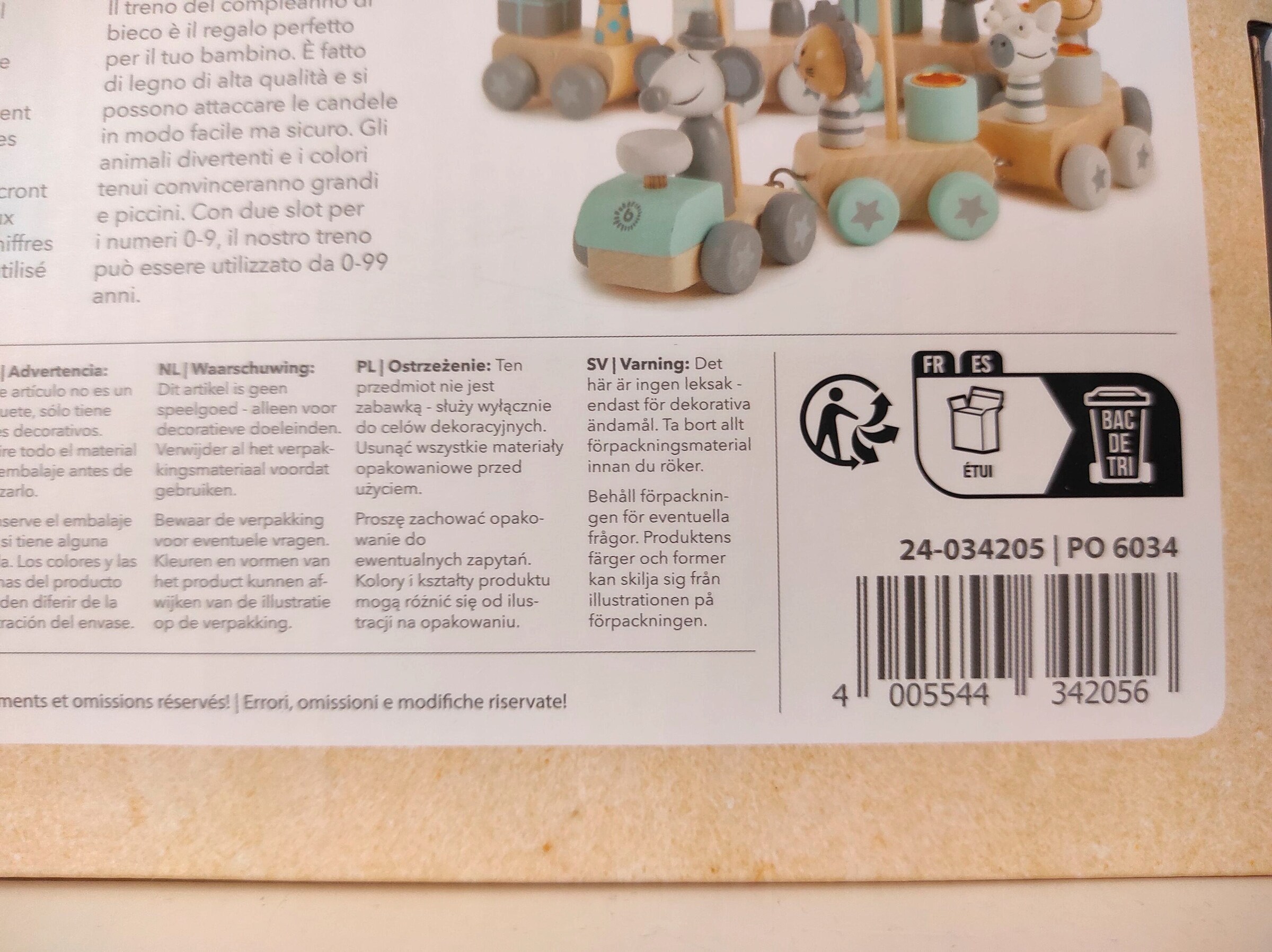 Bieco Geburtstagszug Holz Scandi-Chic 0-99 Grün