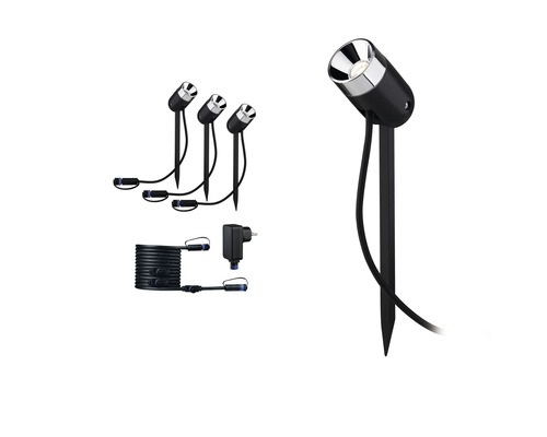 Paulmann Plug & Shine LED Grondpen Starterset IP65 3x3.5W 3x240 lm 3000K Pike antraciet 230/24V 3 stuks