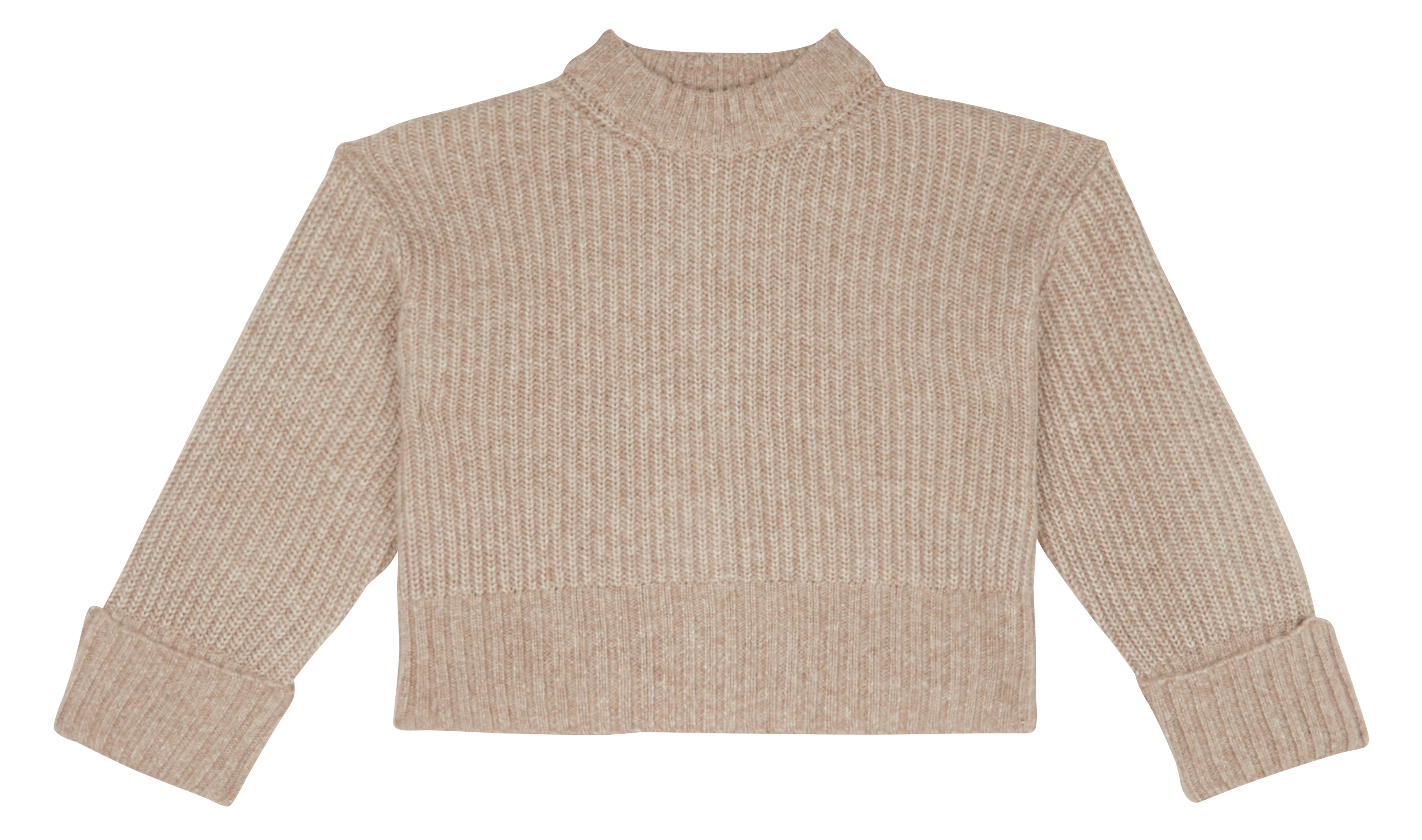 Pull ample col rond en maille mélangée | Beige