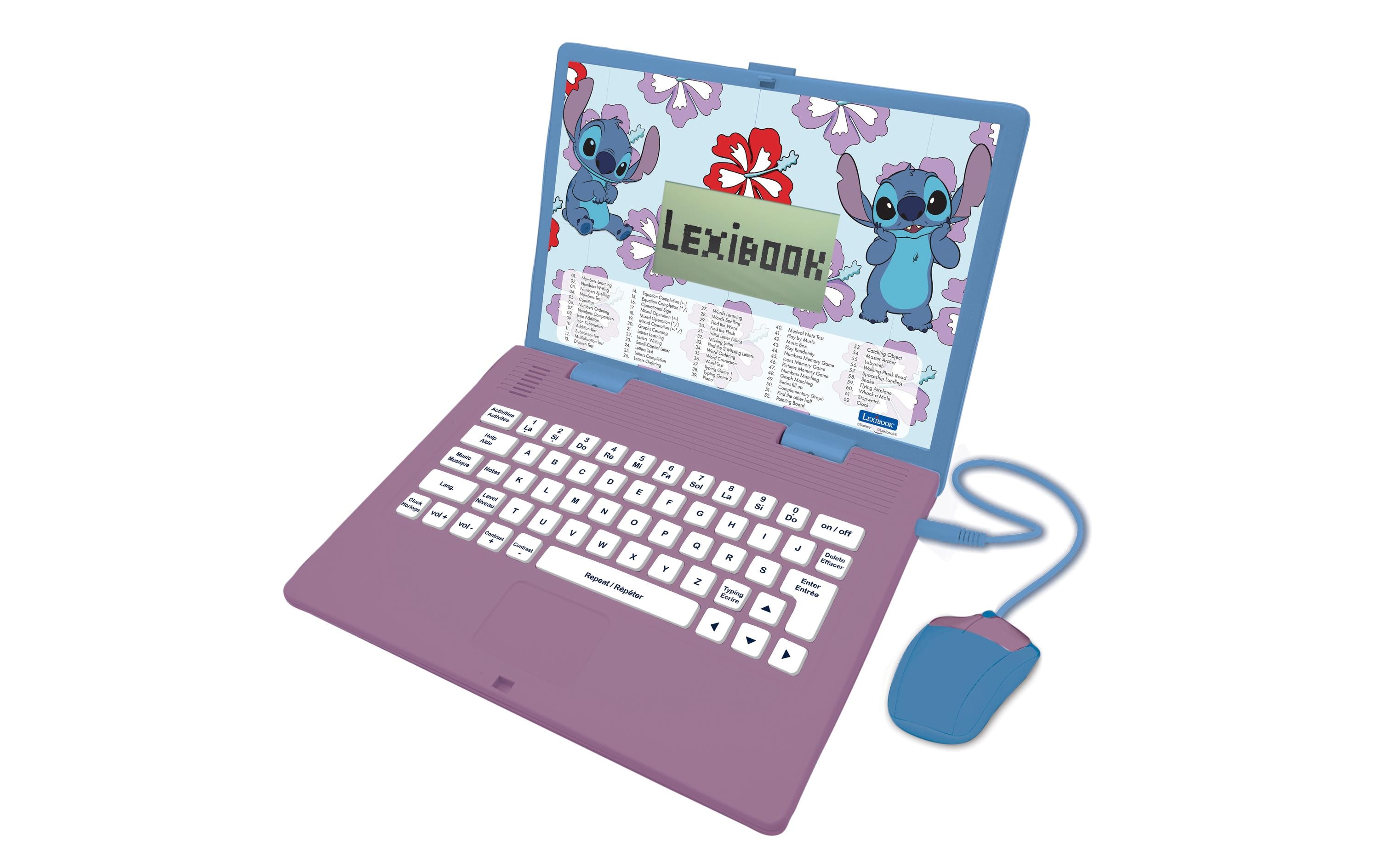 Lern-Laptop Stitch DE/ENG mit 124 Aktivitäten Blau/LilaZweisprachiger sprechender Bildungslaptop