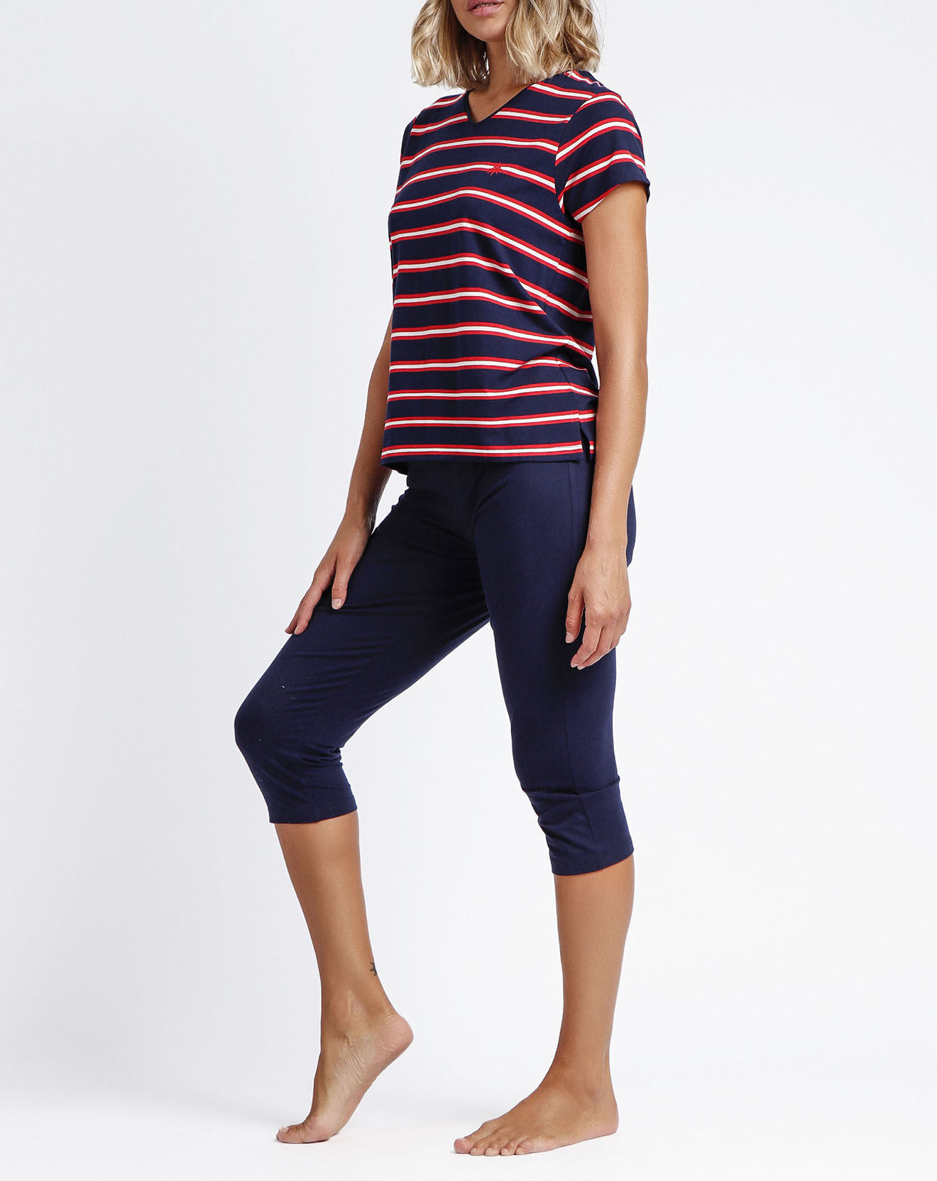Admas Pyjama T-Shirt & Pantacourt bleu marine