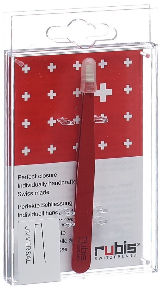RUBIS Pinzette gerade rot Inox 1 Stk
