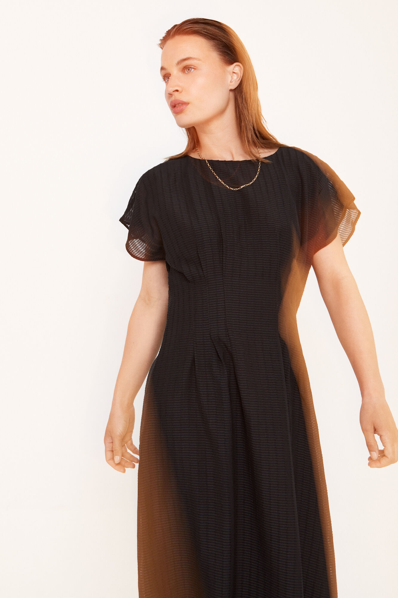 Vestido midi fluido - Preto