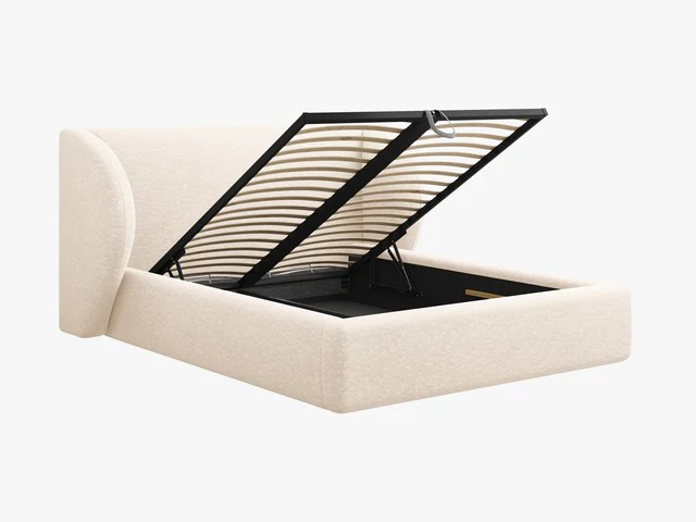 Micadoni Bedframe Miley met Opbergruimte - 200 x 200 cm - Chenille - CrÃ¨me