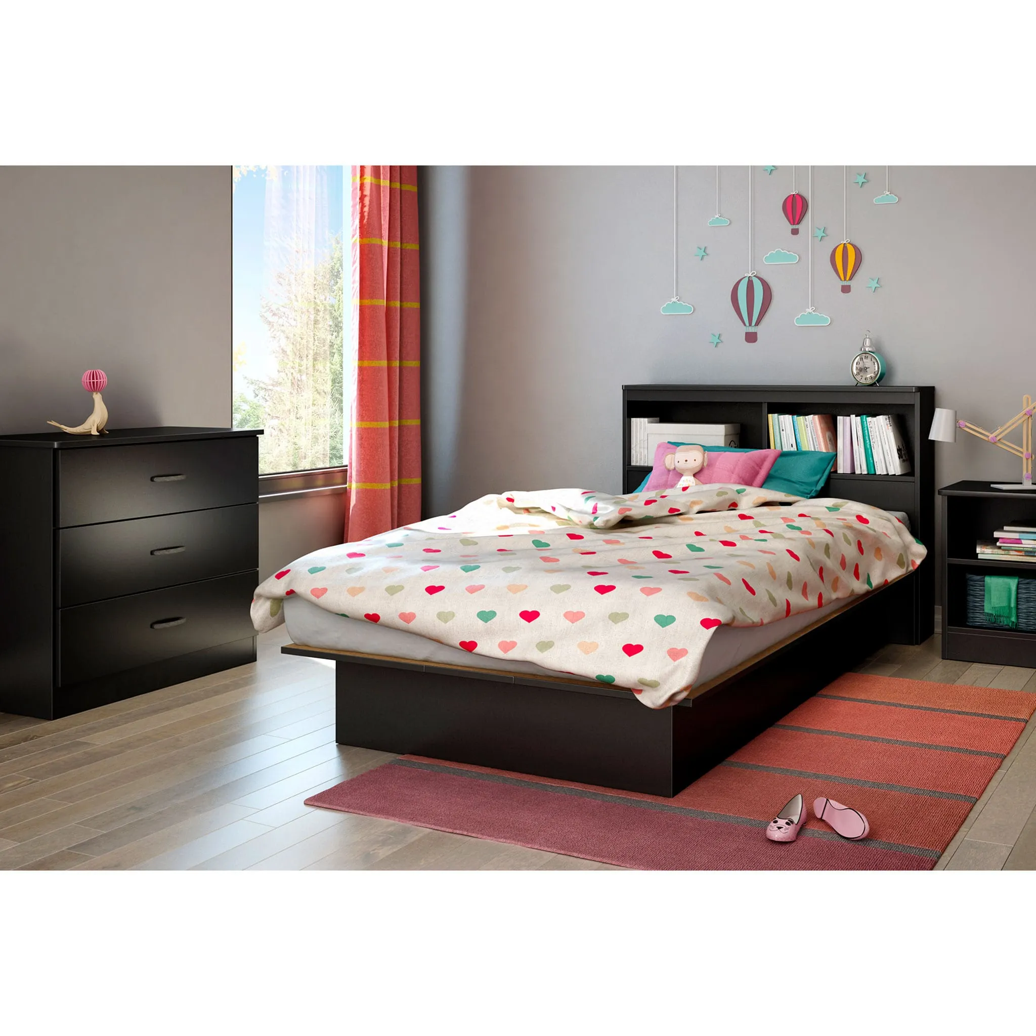 South Shore Lit Simple plateforme - Libra Noir solide