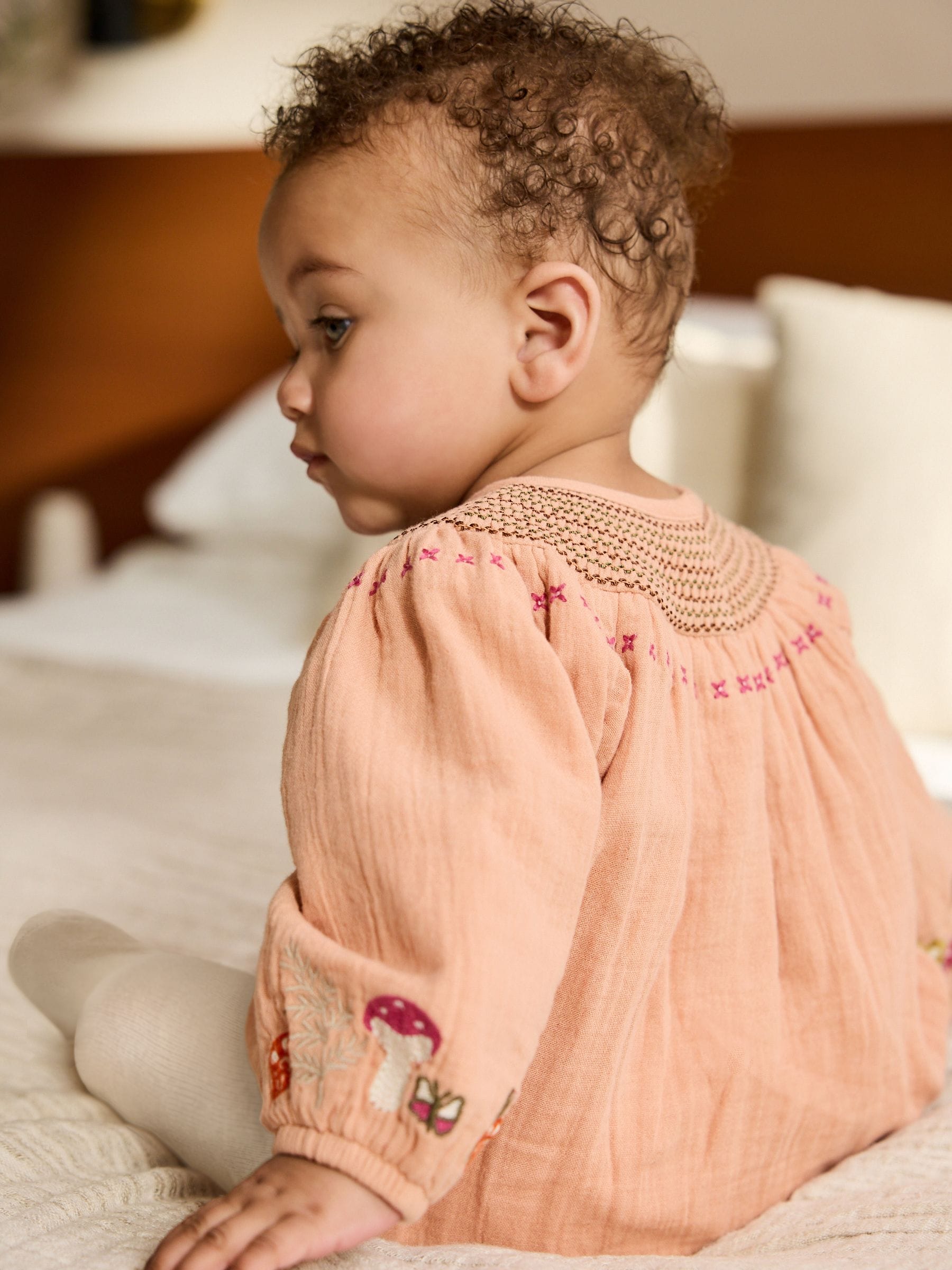 Bruin met borduursel - Babyrompers met bloemenprint Set 2 -delig met maillot (0mnd -3jr)