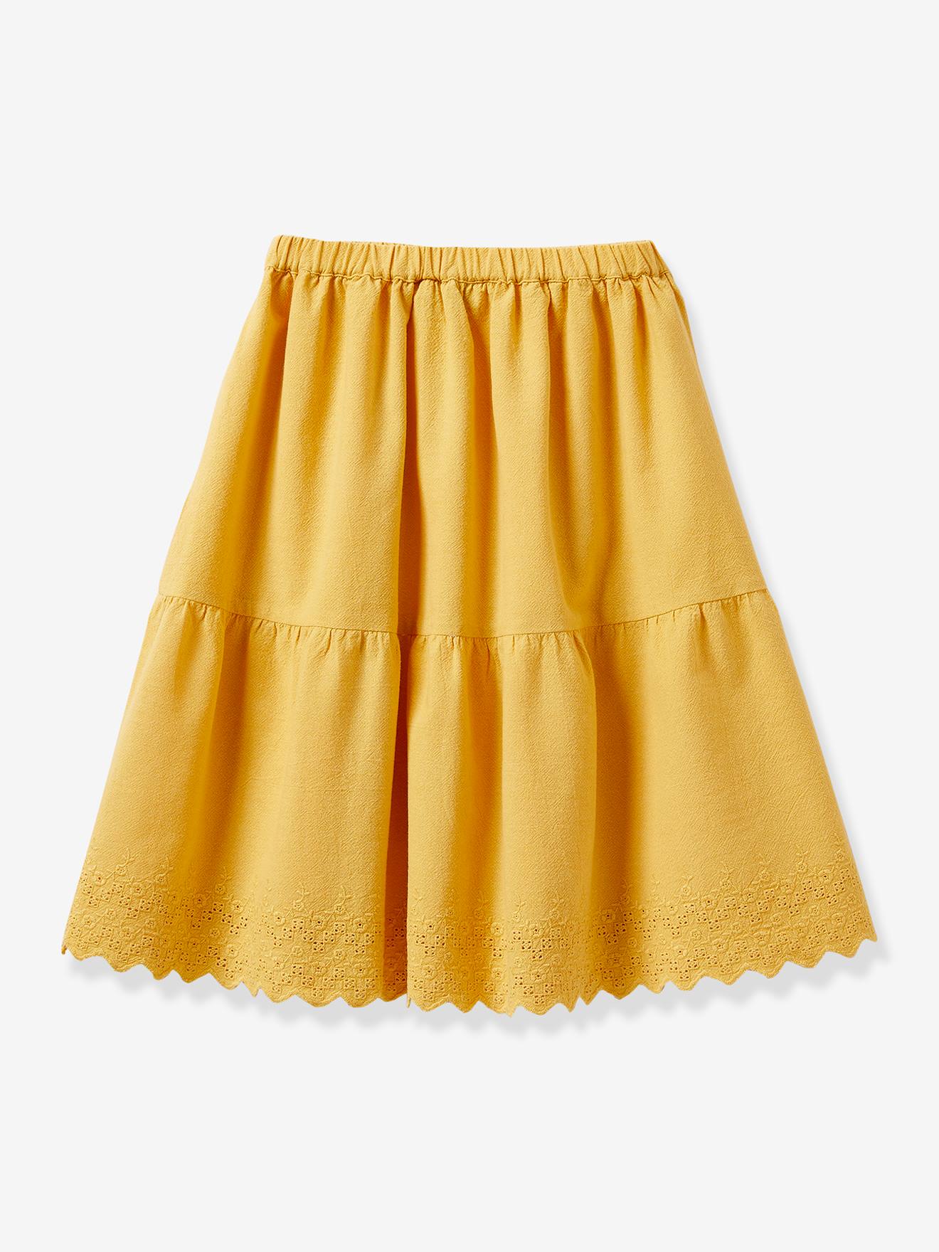 Anágua bordada infantil CYRILLUS, amarelo médio, lisa